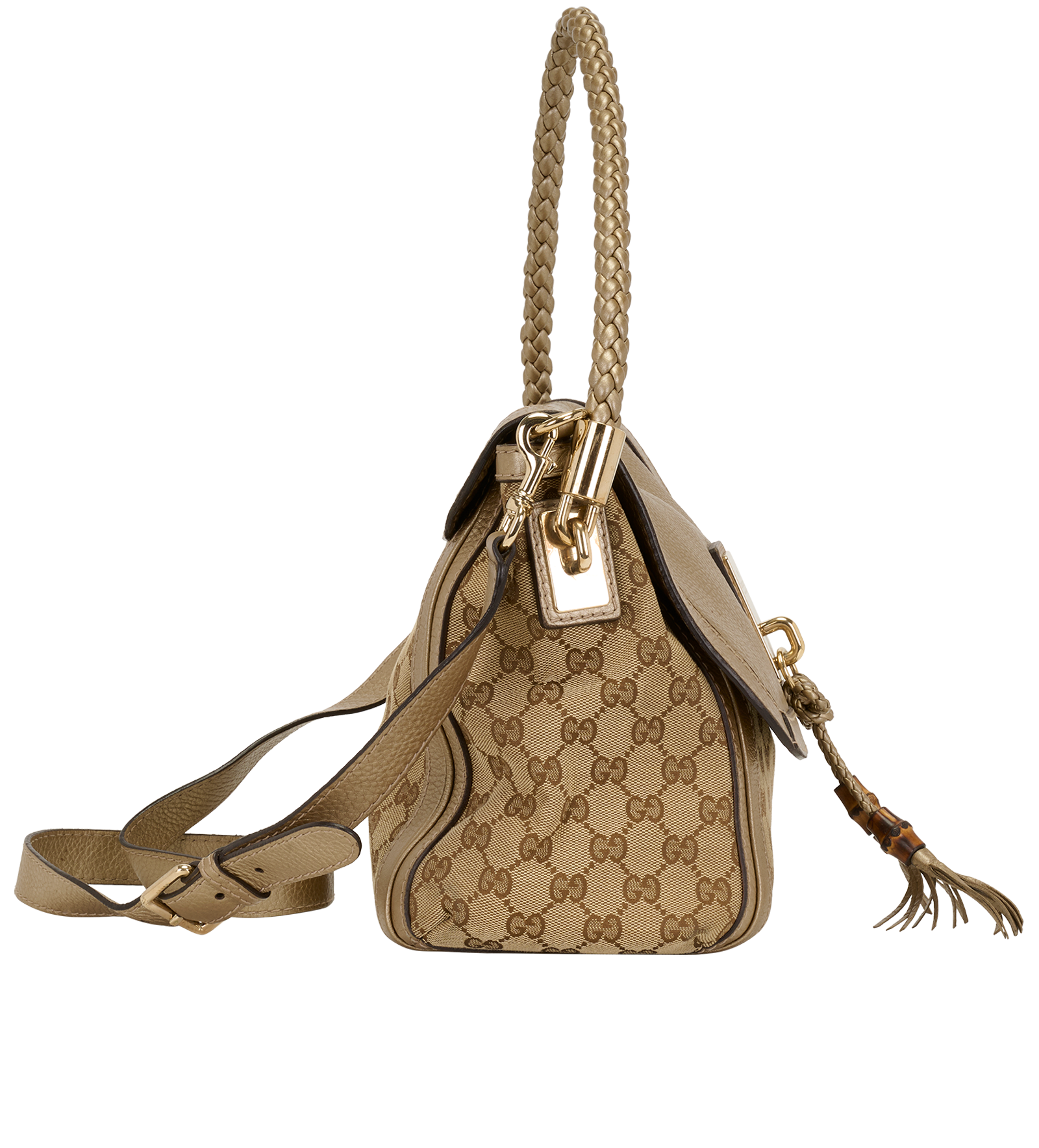 Bella Flap Satchel, &pound;280, Handbags, Beige, Canvas, Side view